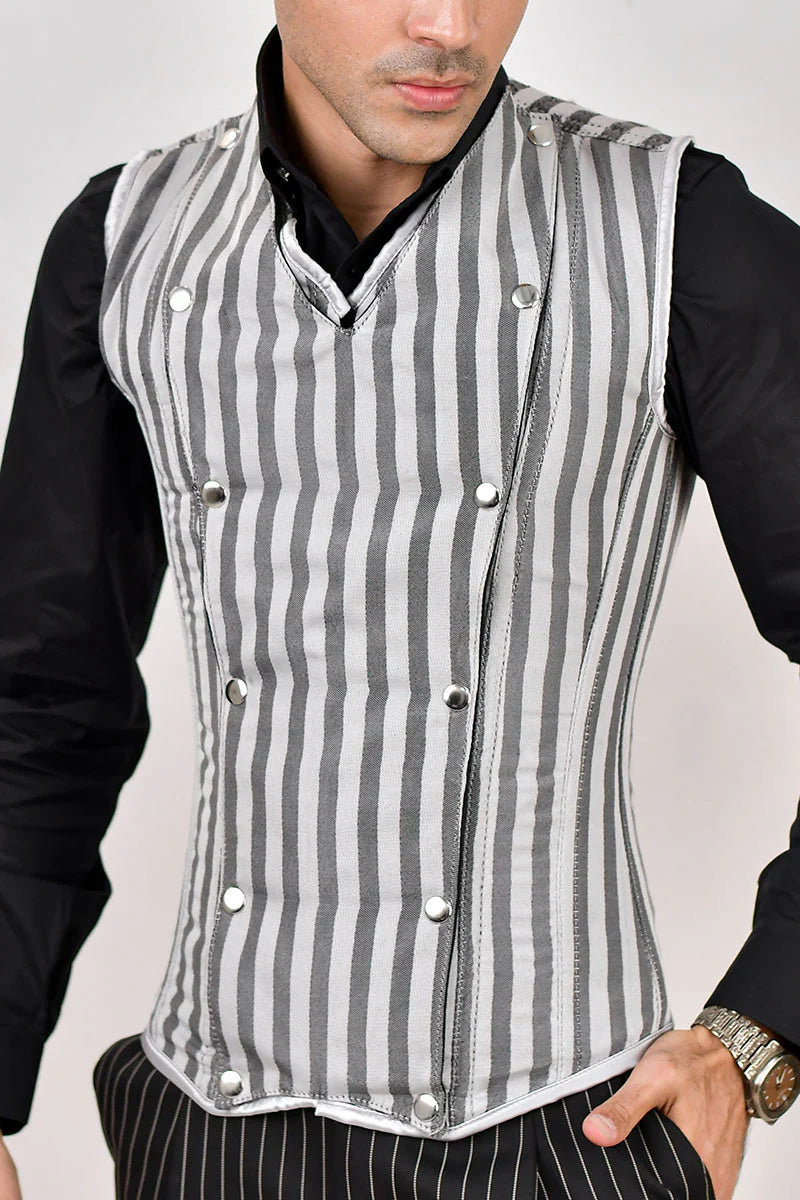 Brocade Men corset vest : Waist Training Corset