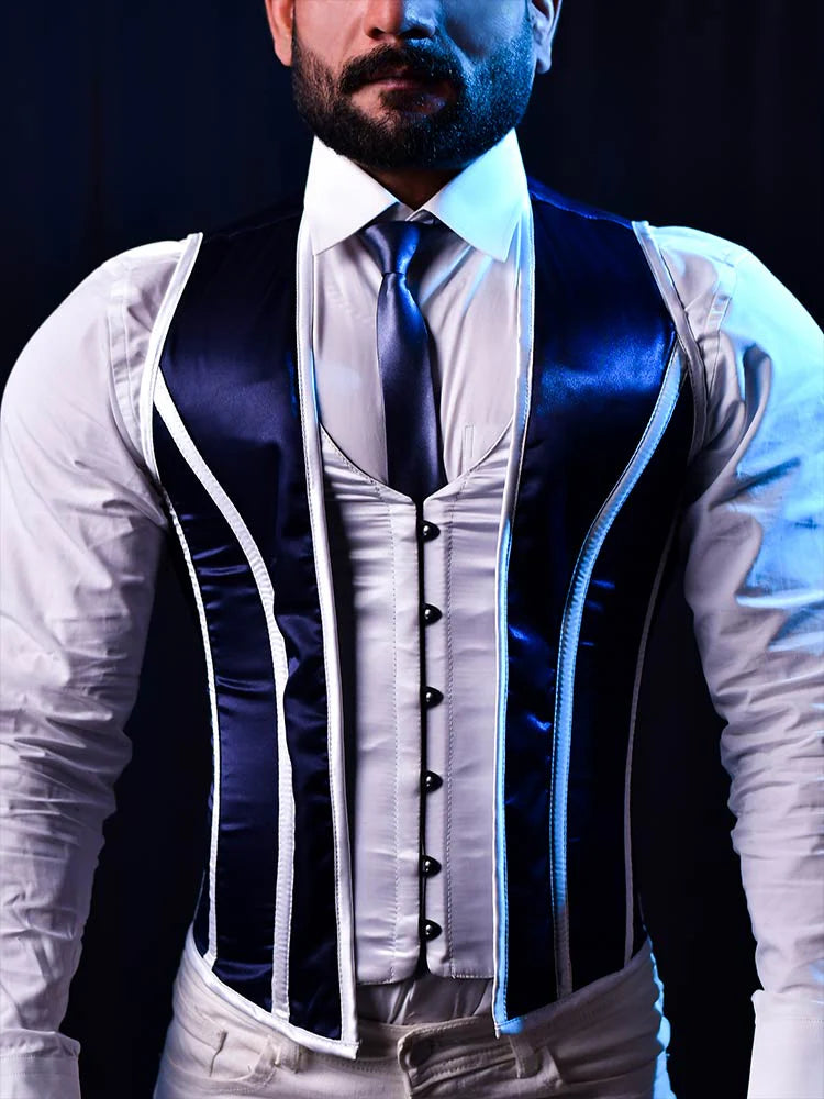 Men corset vest - Satin Male Corset