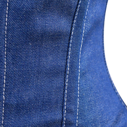 Blue Denim Waist Cincher – Waist Trainer Corset with Front Zip