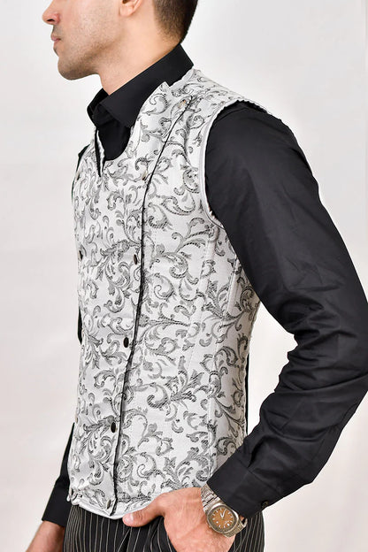Brocade Male Corset Vest With Button Closure