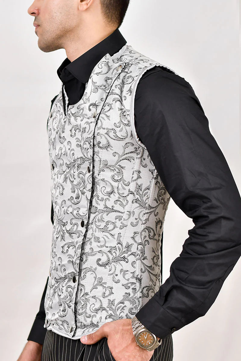 Brocade Men corset vest : Waist Training Corset