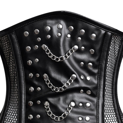 Mesh corset black Top - Studded corset