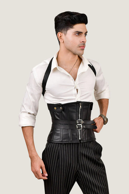 Men Underbust Corset With  Shoulder Harness