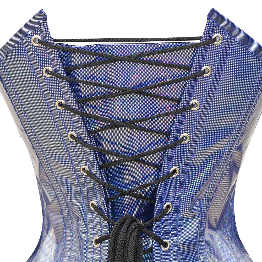 Light Blue Shiny corset -  Over Bust