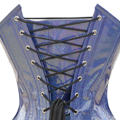 Light Blue Shiny corset -  Over Bust