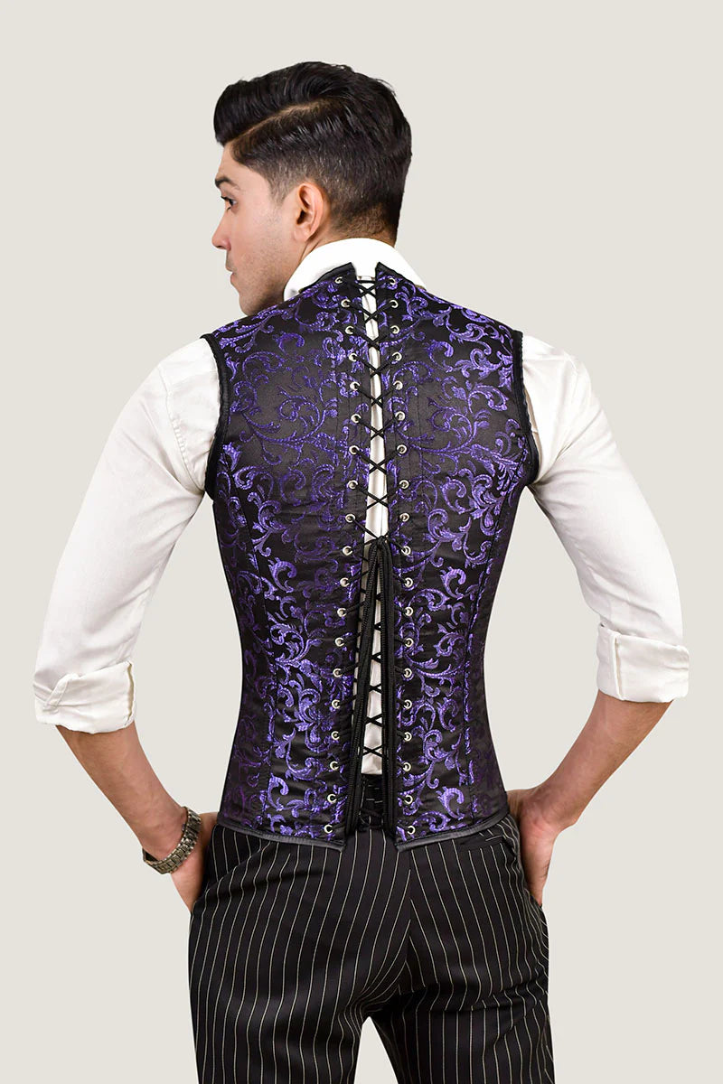 Brocade Men corset vest : Waist Training Corset