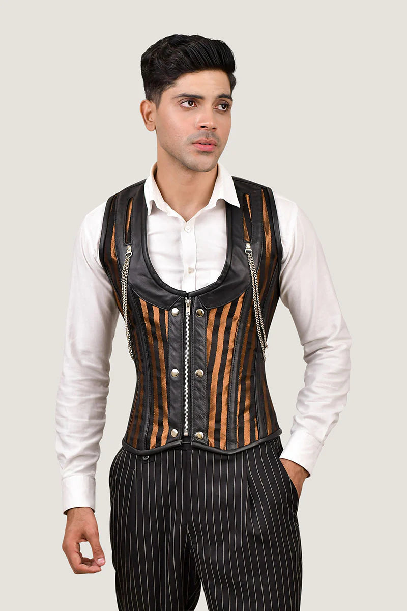 Golden Line Brocade Corset Vest
