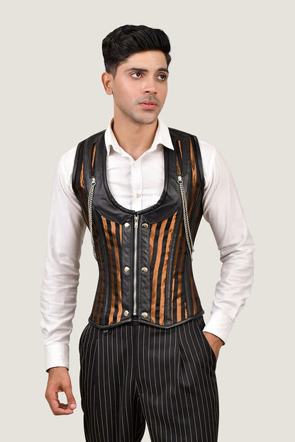 Golden Line Brocade Corset Vest