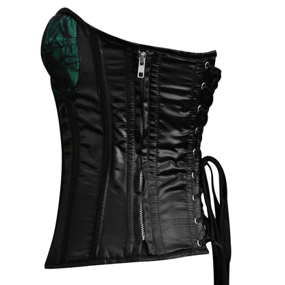Green and Black corset top - Laced Corset