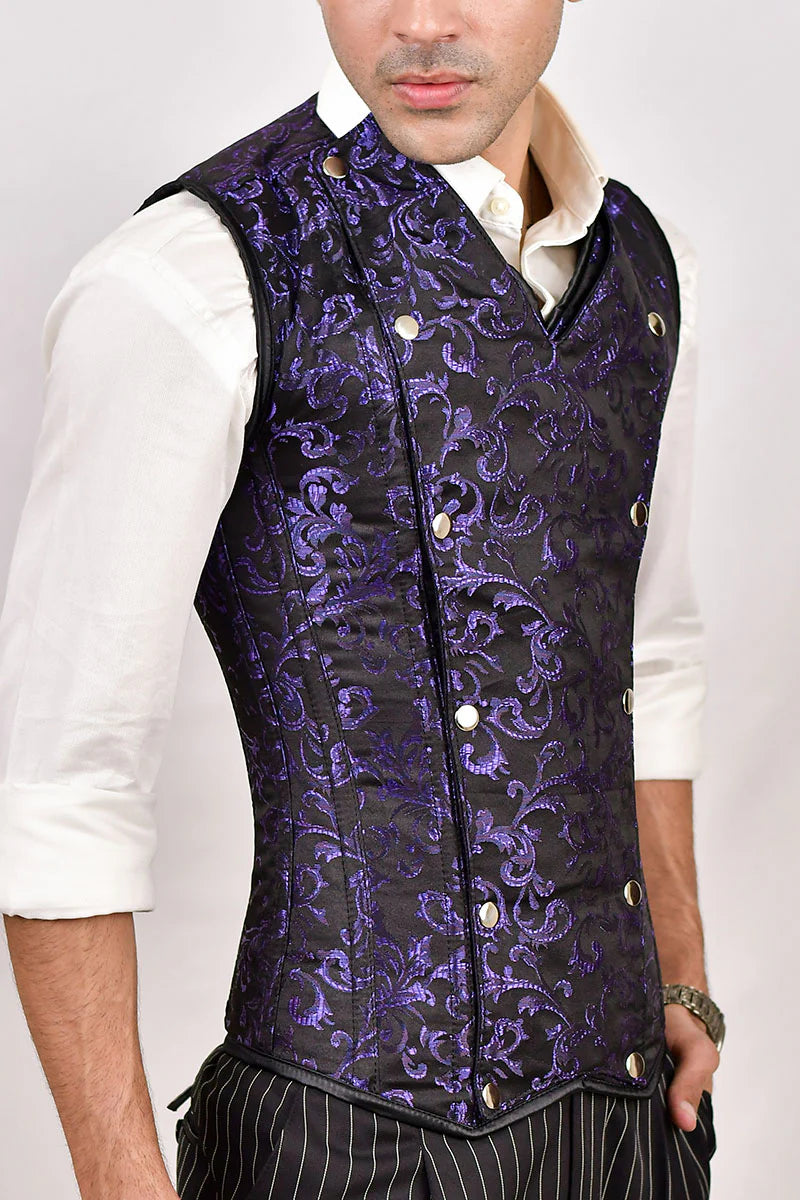 Brocade Men corset vest : Waist Training Corset