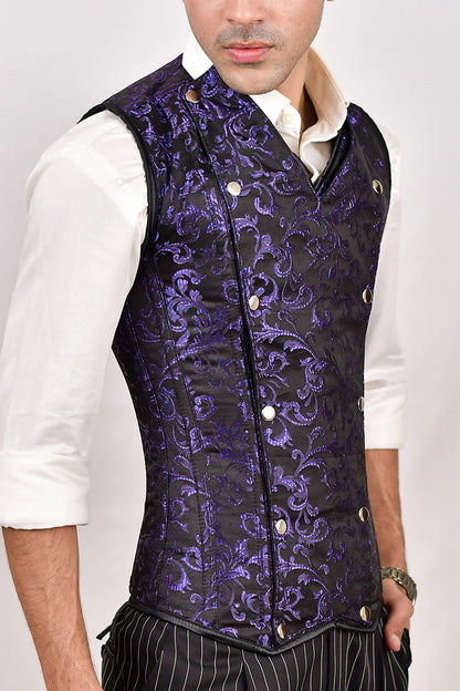Brocade Men corset vest : Waist Training Corset