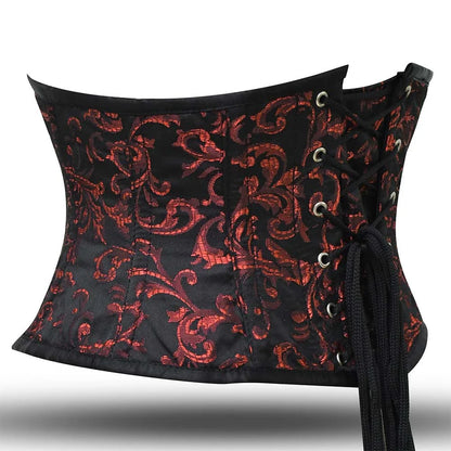 Short torso Red and black underbust corset