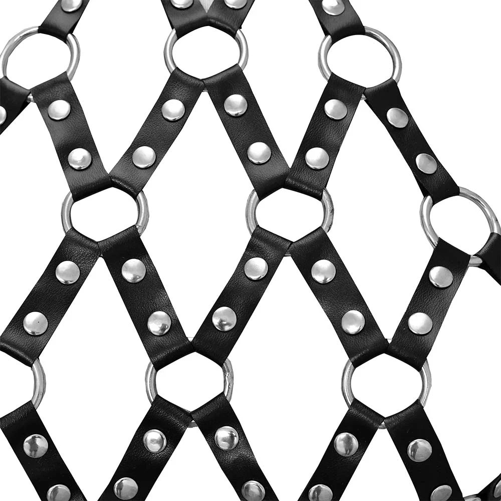 New Black Leather Neck Harness