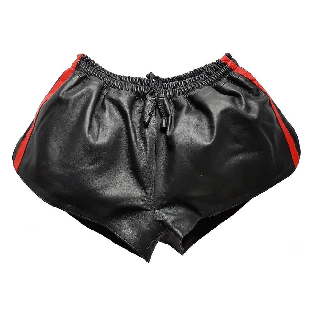 Men's Real Leather Shorts - Black