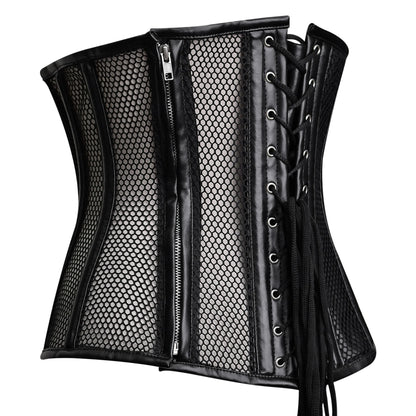 Mesh corset black Top - Studded corset
