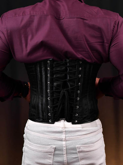 Black Leather Men corset - Underbust Corset
