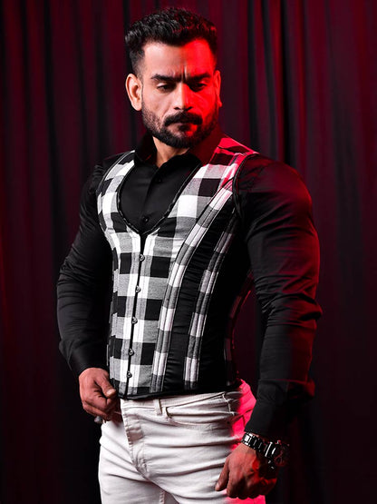 Tartan Men Corset Vest - Male Vest