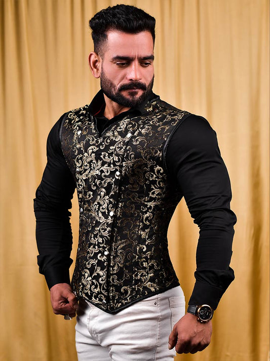 Male corset vests - Brocade Men's corset