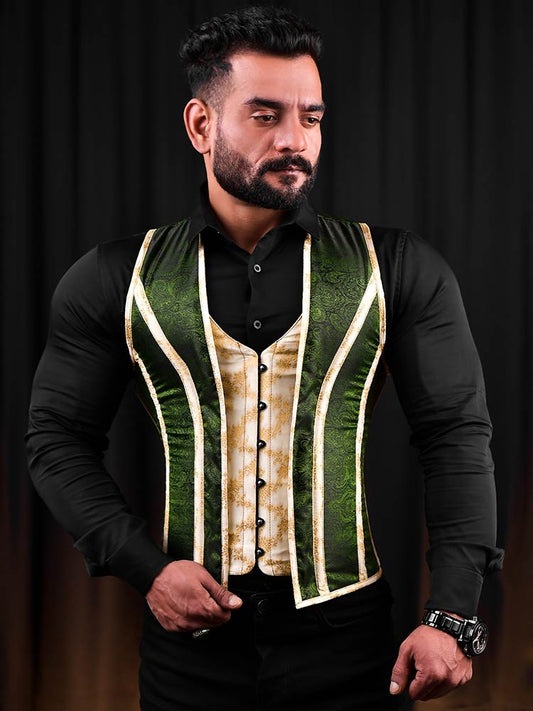Mens corset vests - Brocade Male Vest