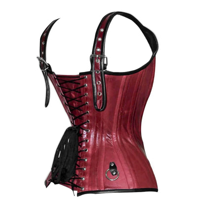 Red and black corset top - Over Bust Corset with Shoulder Straps
