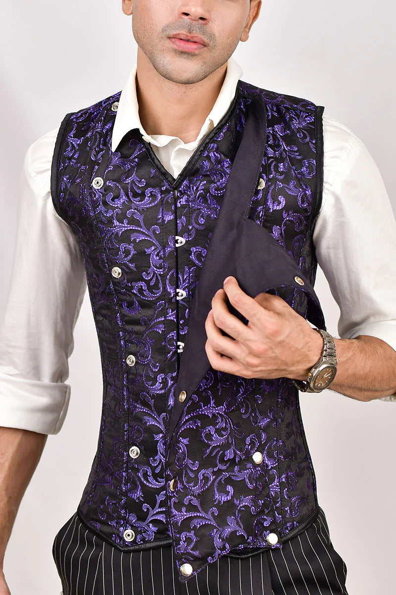 Brocade Men corset vest : Waist Training Corset