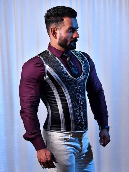 Corset Vest Male - Men Brocade Corset
