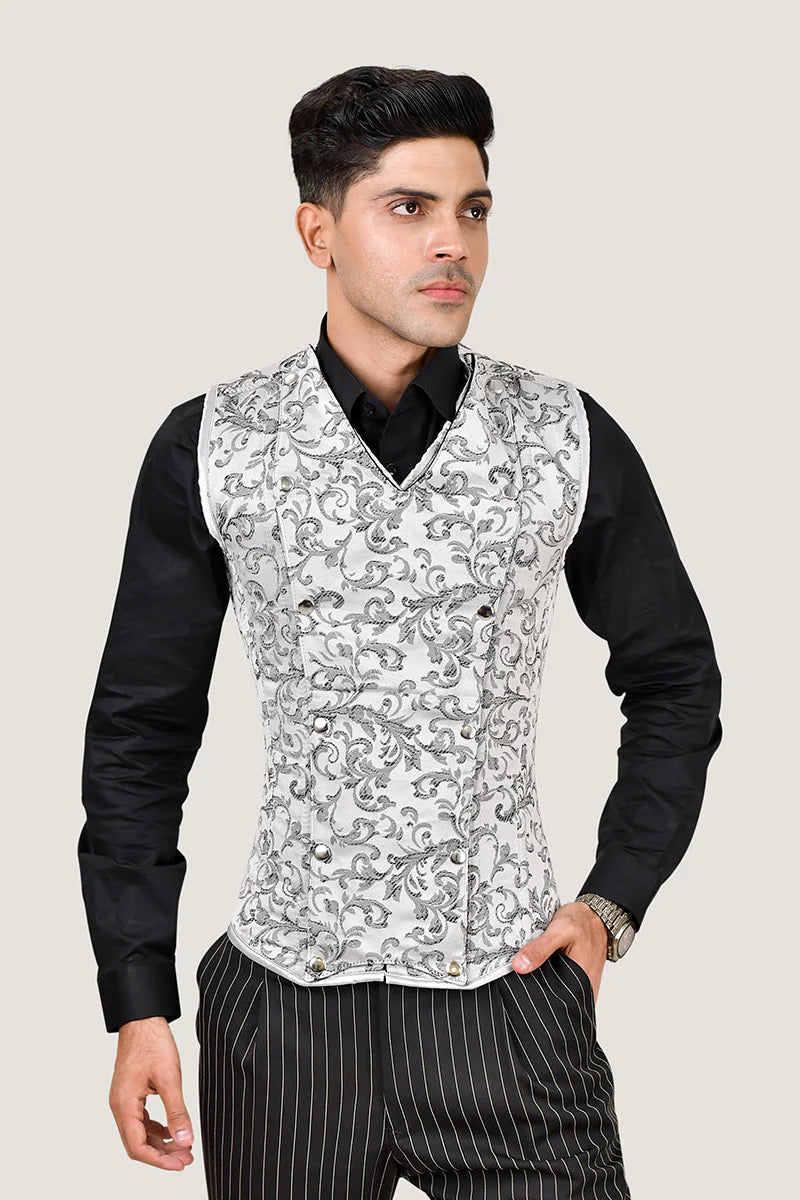 Brocade Men corset vest : Waist Training Corset