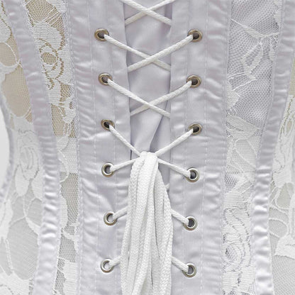 White Mesh Over Bust Corset - Laced Corset