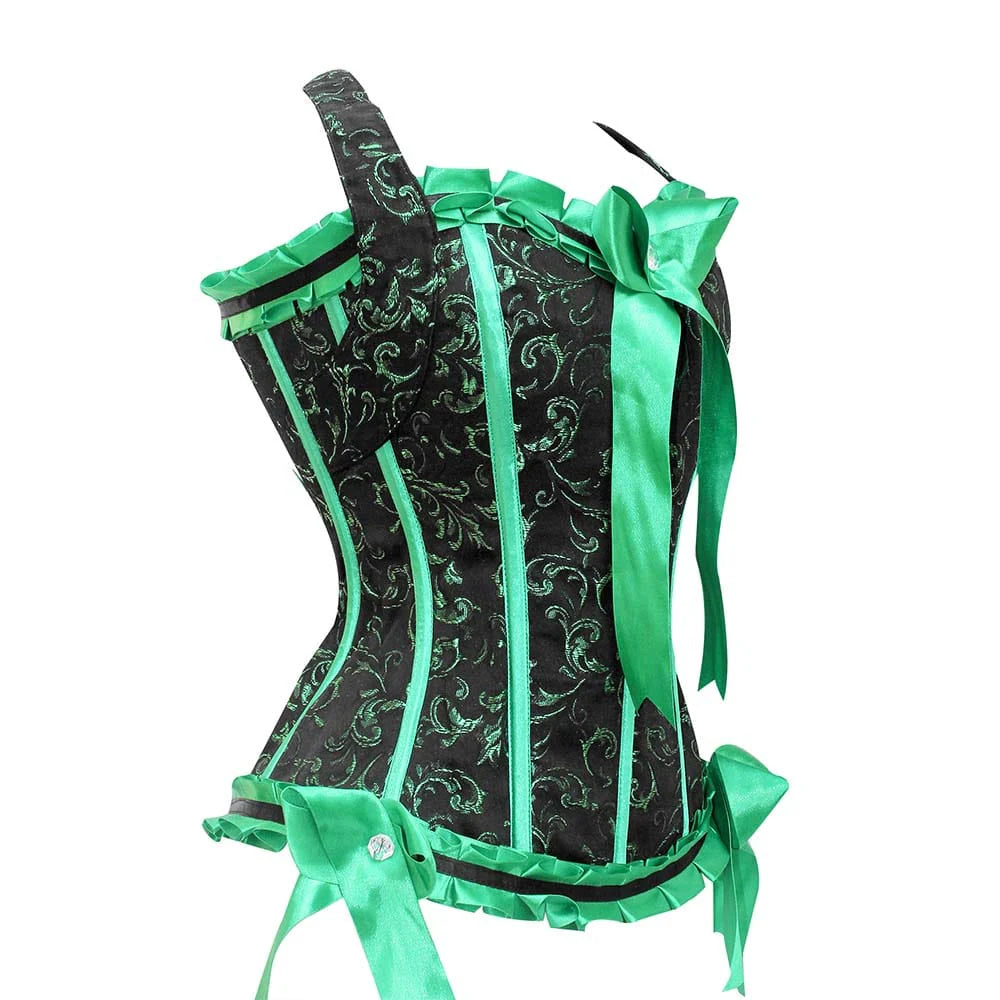 Green Floral corset - Steampunk  Corset