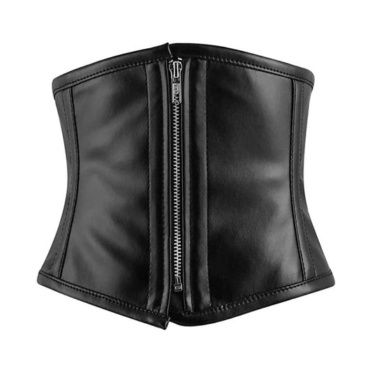 Black Leather Short Torso Waist Trainer