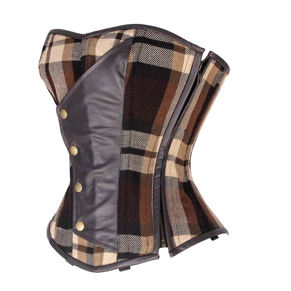 Brown lace corset top - overbust corset