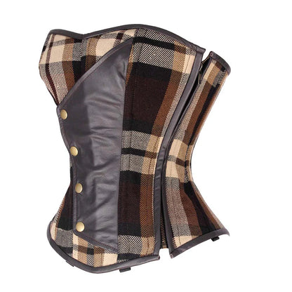 Brown lace corset top - overbust corset