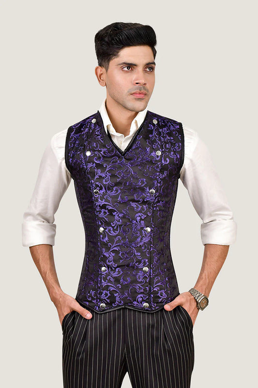 Brocade Men corset vest : Waist Training Corset