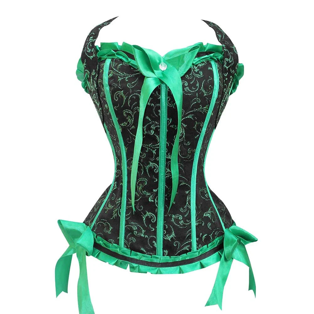 Green Floral corset - Steampunk  Corset