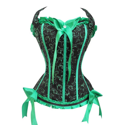 Green Floral corset - Steampunk  Corset