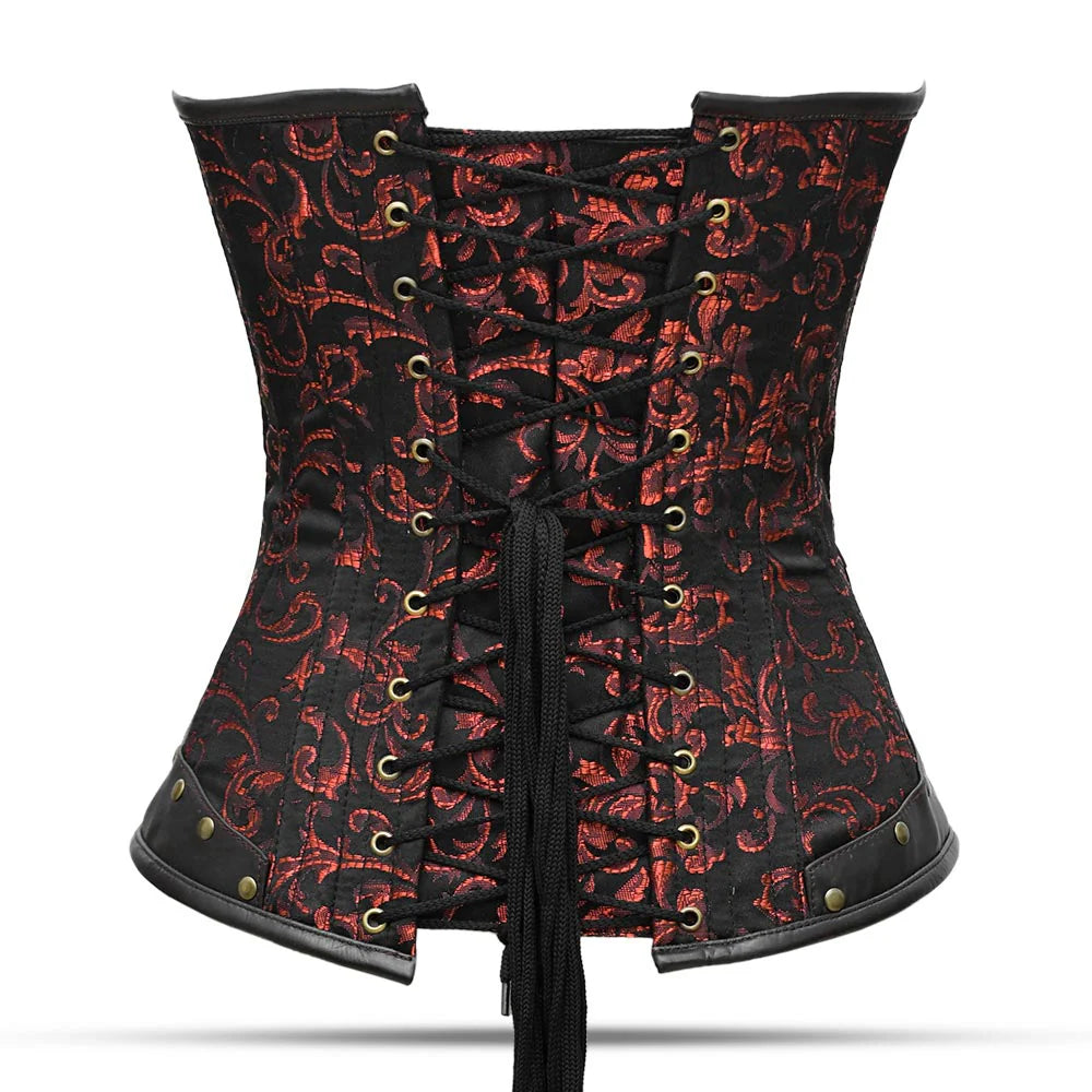 Red and black steampunk corset - Over the Bust Corset
