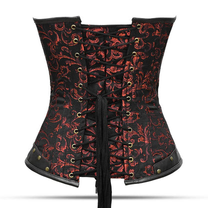 Red and black steampunk corset - Over the Bust Corset