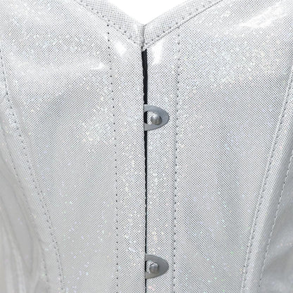 Shiny White Over Bust Corset - Laced Corset