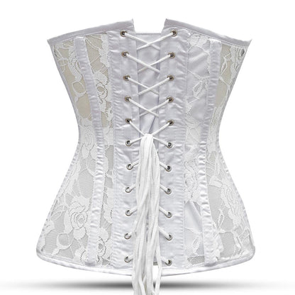 White Mesh Over Bust Corset - Laced Corset