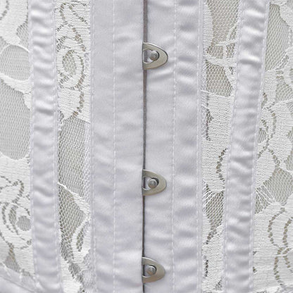 White Mesh Over Bust Corset - Laced Corset