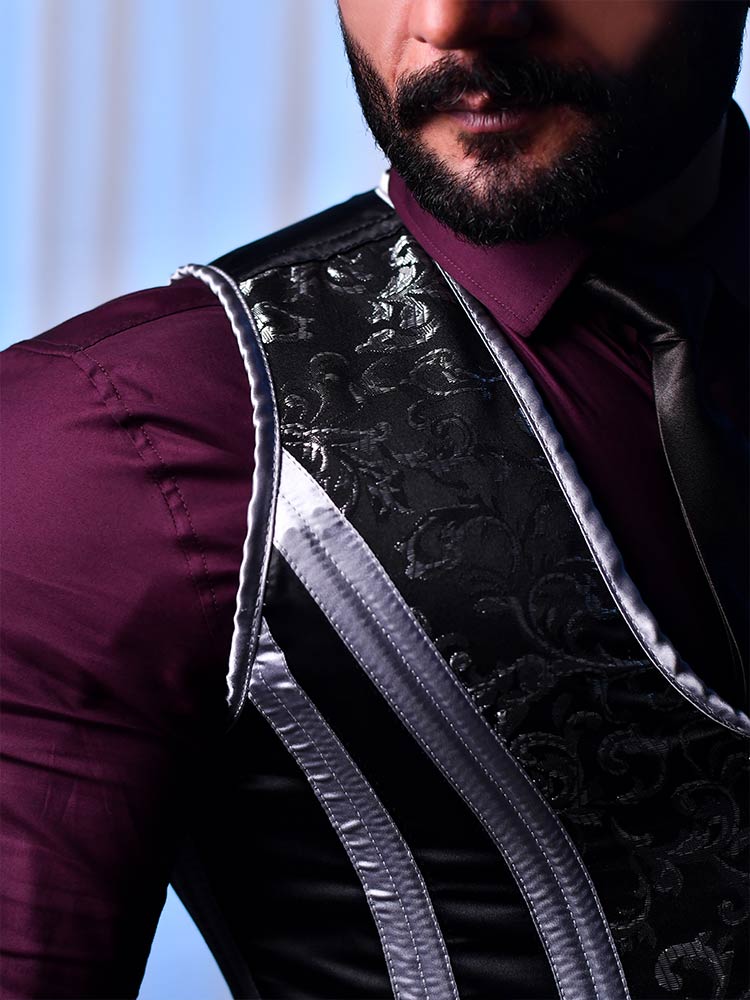 Corset Vest Male - Men Brocade Corset