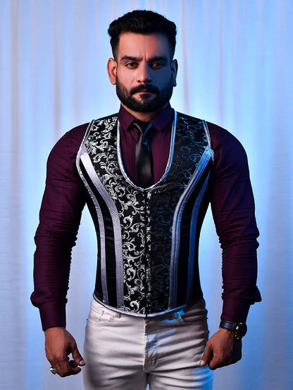 Corset Vest Male - Men Brocade Corset