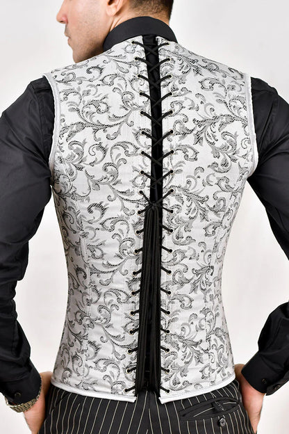 Brocade Male Corset Vest With Button Closure