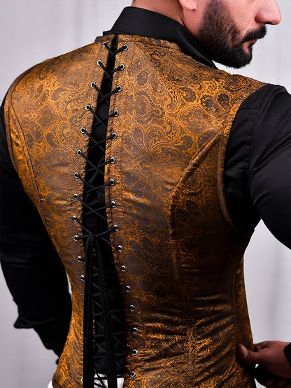Male corset vest - Brocade Men Corset