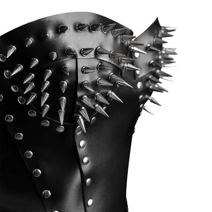 Black Leather  corset top - Studded Corset