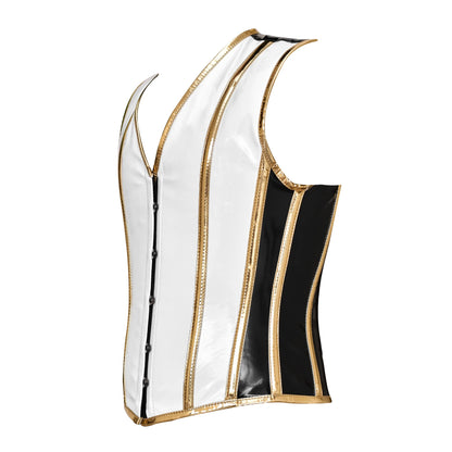 White Latex waist cincher Vest - Mens Corset Vest