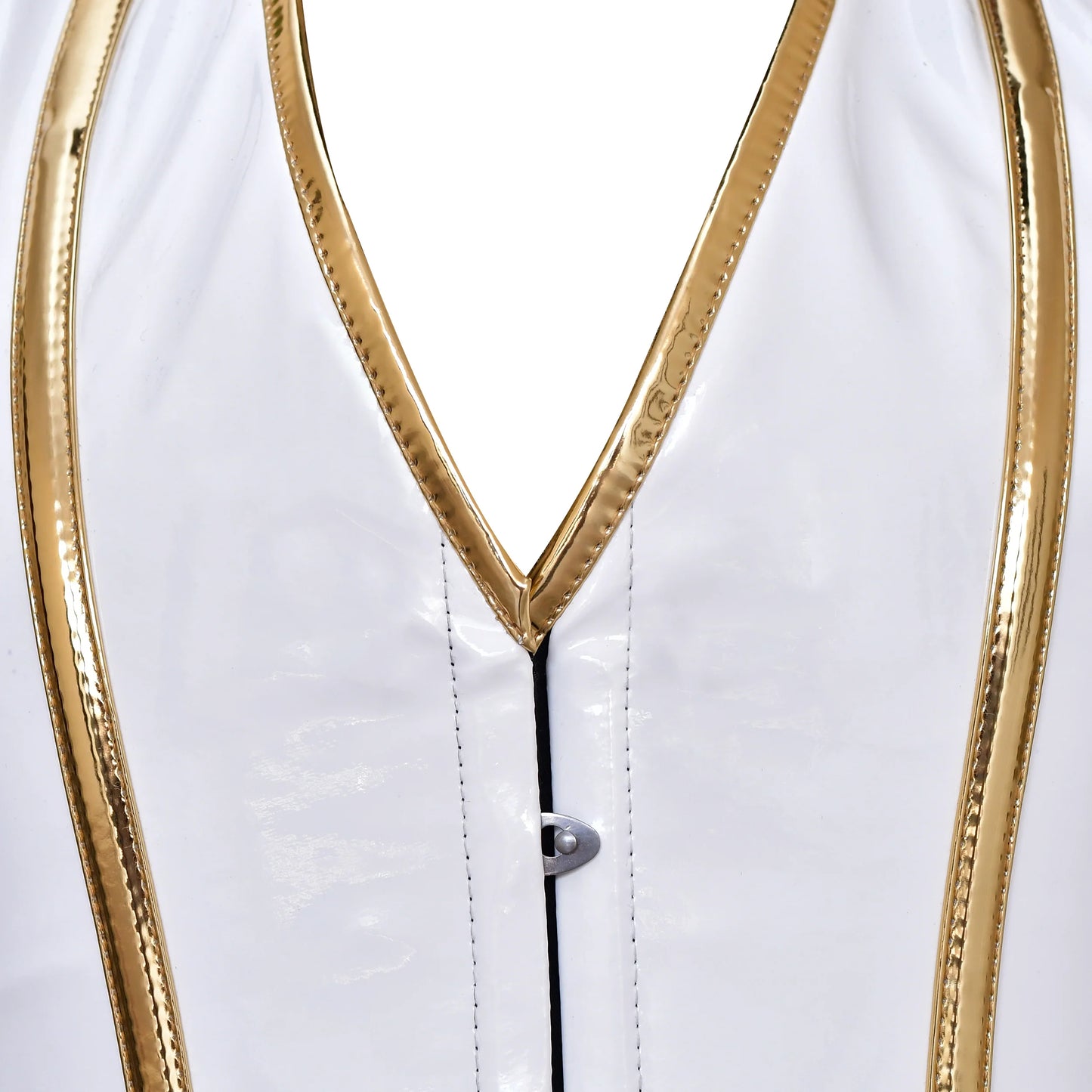 White Latex waist cincher Vest - Mens Corset Vest