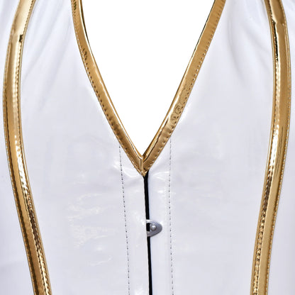 White Latex waist cincher Vest - Mens Corset Vest