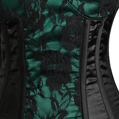 Green and Black corset top - Laced Corset