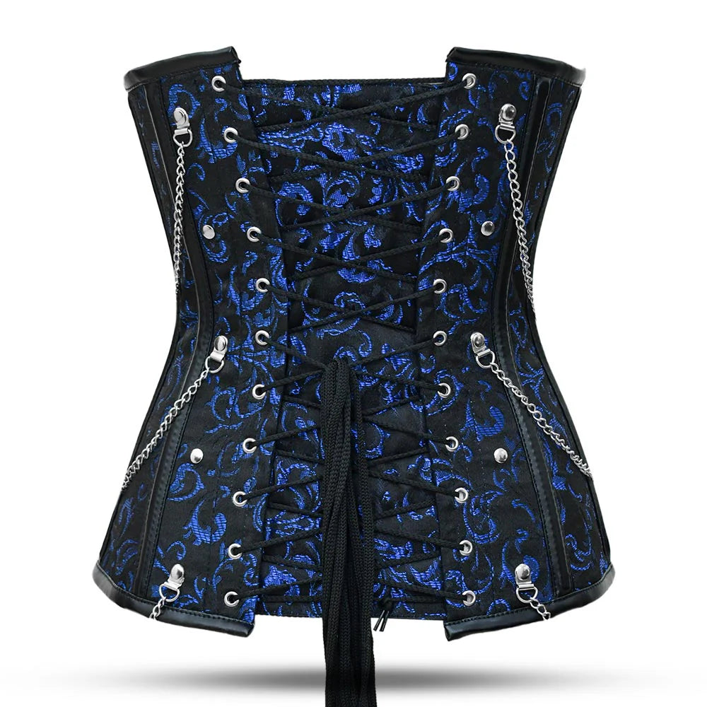 Blue Plus size steampunk Over Bust corset 
